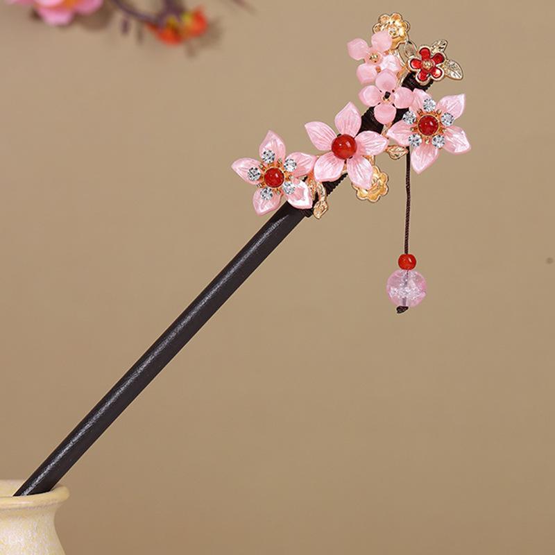 

Винтажная деревянная заколка для волос с кисточкой для женщин: Костюм Ханьфу, аксессуар, имитация черного дерева