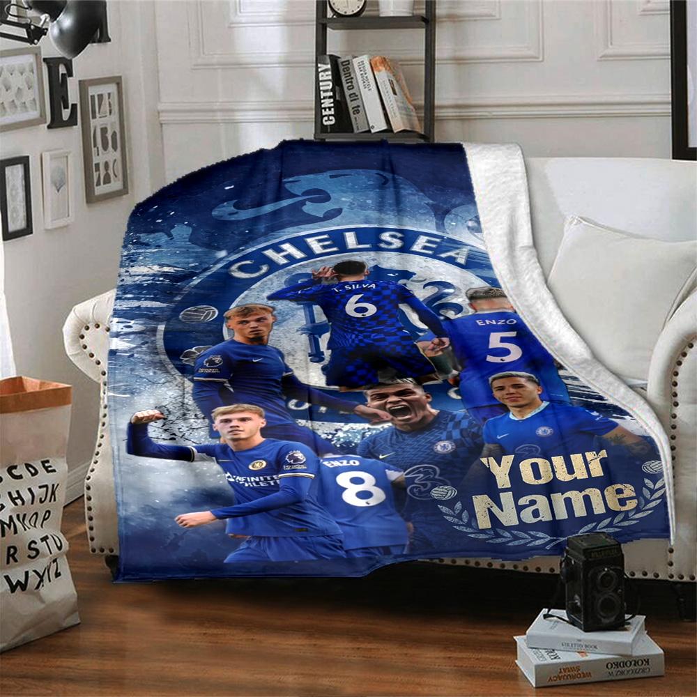 Chelsea Fc Football Player Customize Text Blanket Lightweight Customizable Blanket Comfortable Suitable for Sofa Livingroom Nap Bed for All Occasions
