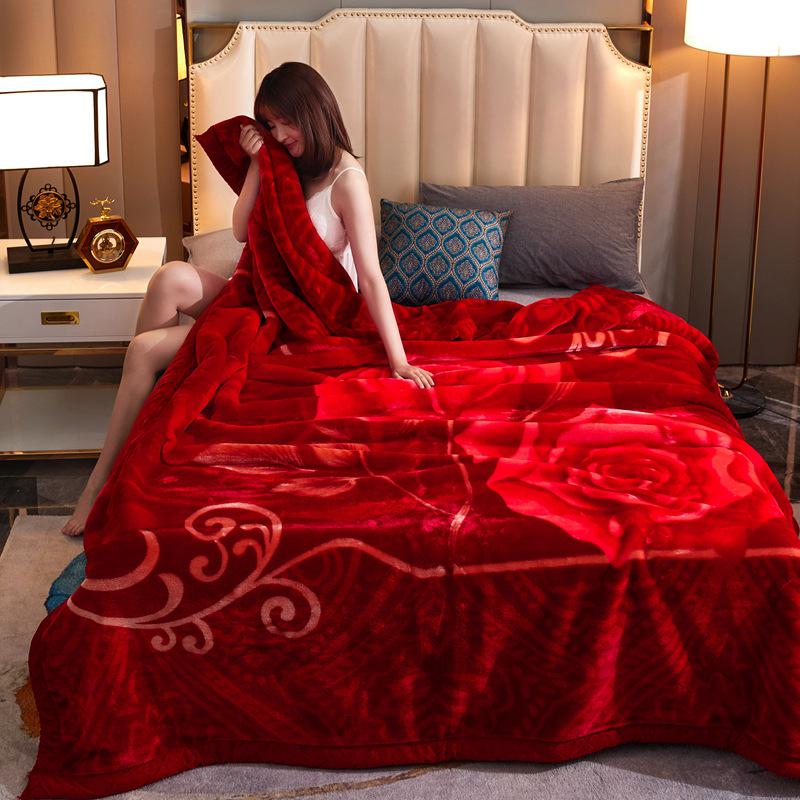 Winter Raschel Double-Layer Coral Fleece Blanket - Super Soft Wedding Gift