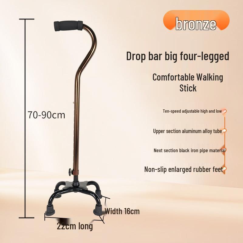 Adjustable Multi-Leg Anti-Slip Cane with LED Light for Seniors