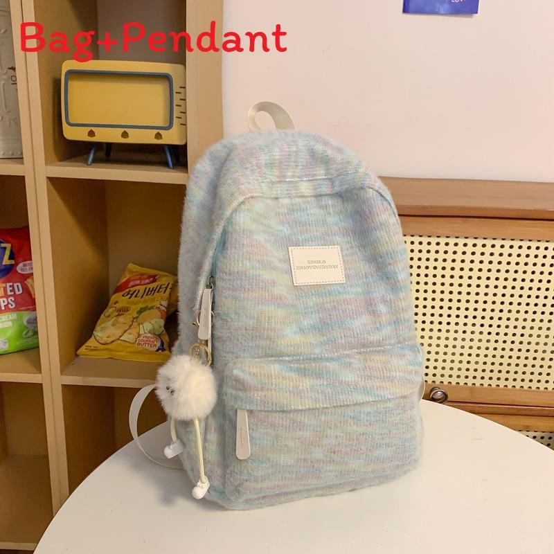 Soft Plush Girls School Backpack With Material And Letter Pattern For Middle School Students