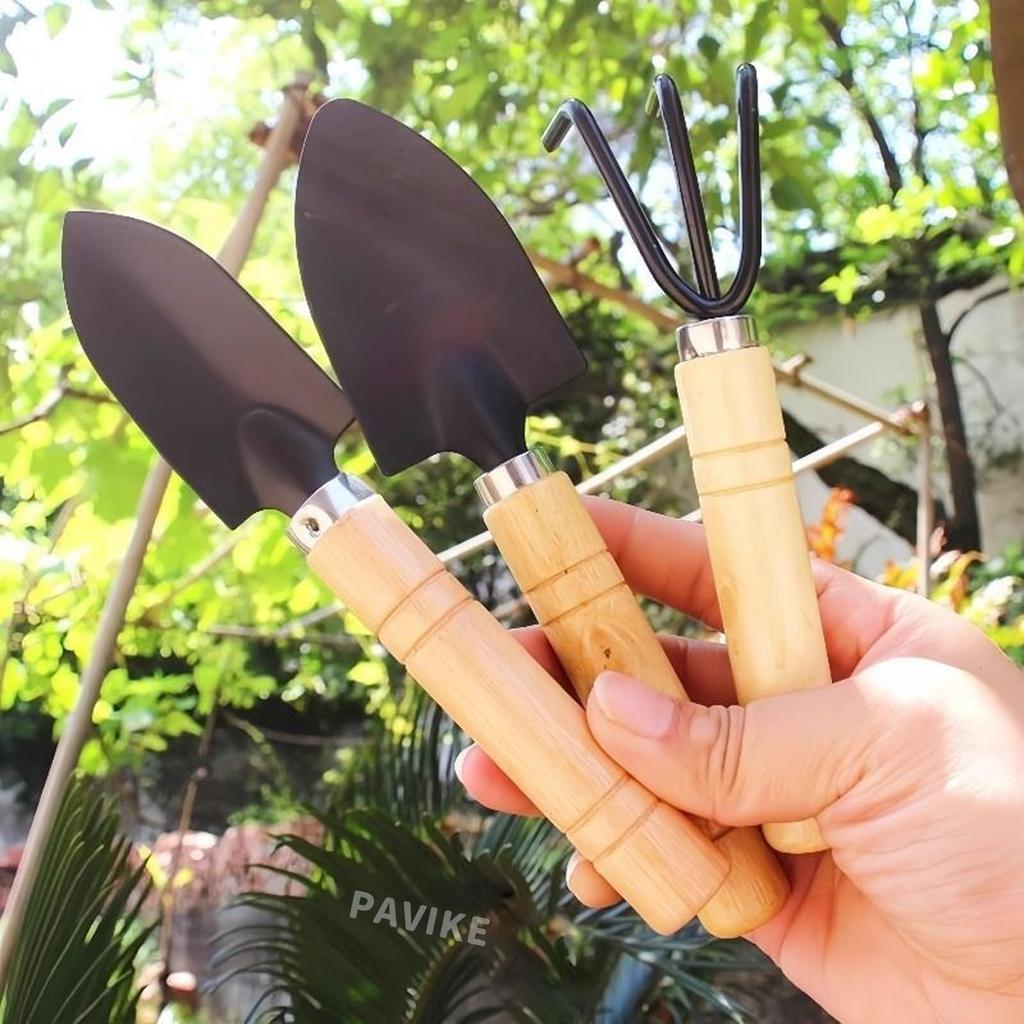 PAVIKE Mini Garden Tool Set Hand Mini Garden and Gardening Stainless Steel with Wooden Perfect for Flower Transplanting and Perfect for Indoor and
