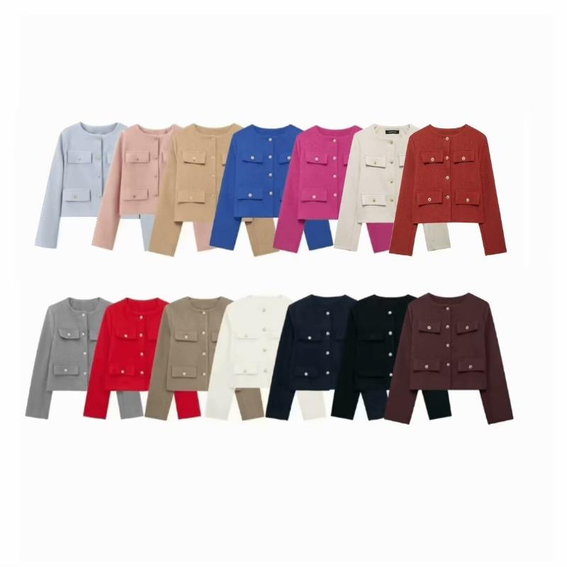 DAFIFY Women's Fashion Casual Solid Color Print Autumn Winter Long Sleeve O-Neck Jackets & Coats