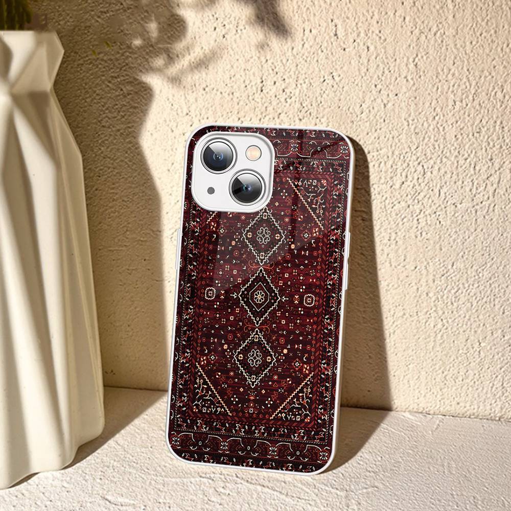 Persian Carpet Floral Pattern For IPhone 14 13 12 Mini 11 Pro XS Max X XR 14 Plus Tempered Glass Cover