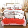 Lovely Peach Cat Bedding Set Cartoon Comforter Sets Double Queen King Twin Full Size Duvet Cover Set Kids Girls White Bed Linen