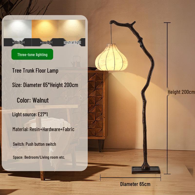 Brand New Zen Retro Wabi-Sabi Fabric Lantern Floor Lamp for Living Room & Tea Room Atmosphere