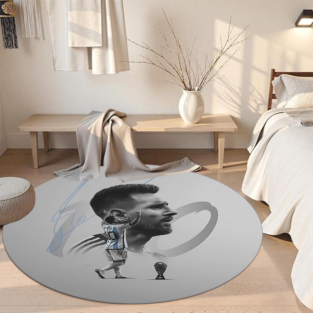 Messi Round Floor Rug Suitable for Playrooms Living Rooms Dining Room Game Room Anti-slip Round Rug Decorate Offices Perfect Gift for Women Men
