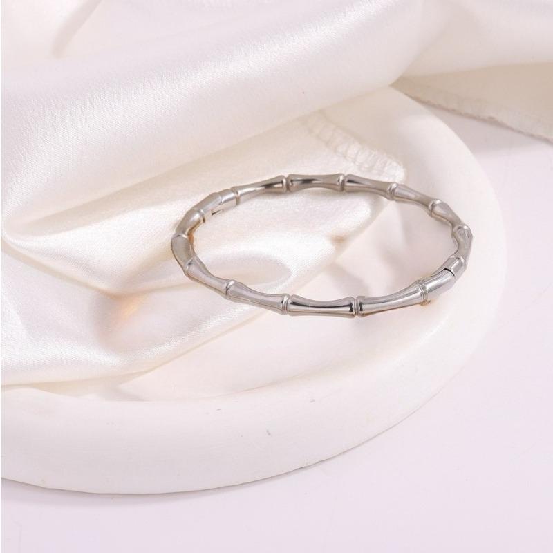 

Titanium Steel Bracelet, Stainless Steel Bamboo-joint Bracelet, Elegant and Sophisticated Design for Women, Highly Versatile Wristband серебряный
