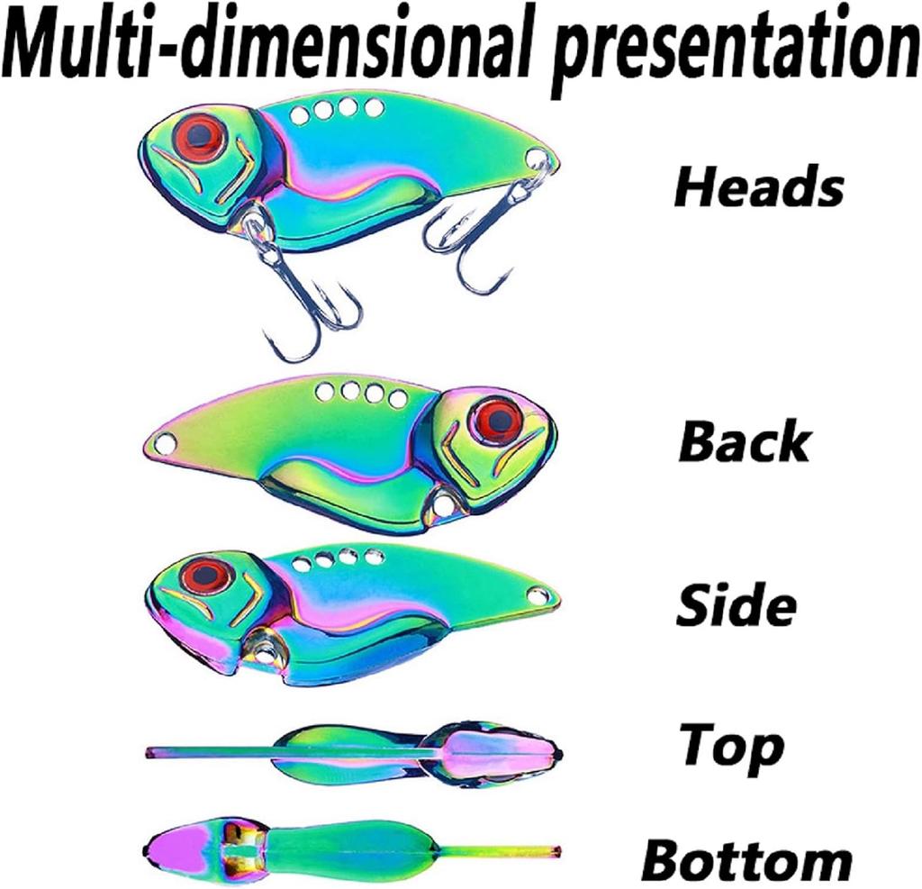 Fishing Lures Blade Bait For Bass Walleye Trout For Freshwater Saltwater Metal Hard Blade Baits Fishing Blade Lure Spoons 5Pcs With Box