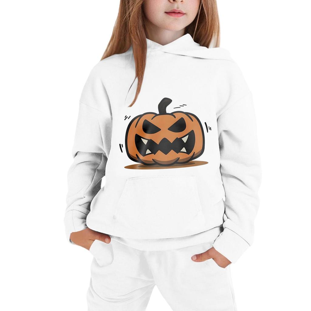 Kids Hoodie with Halloween Print - Casual Long Sleeve Pullover for Boys and Girls