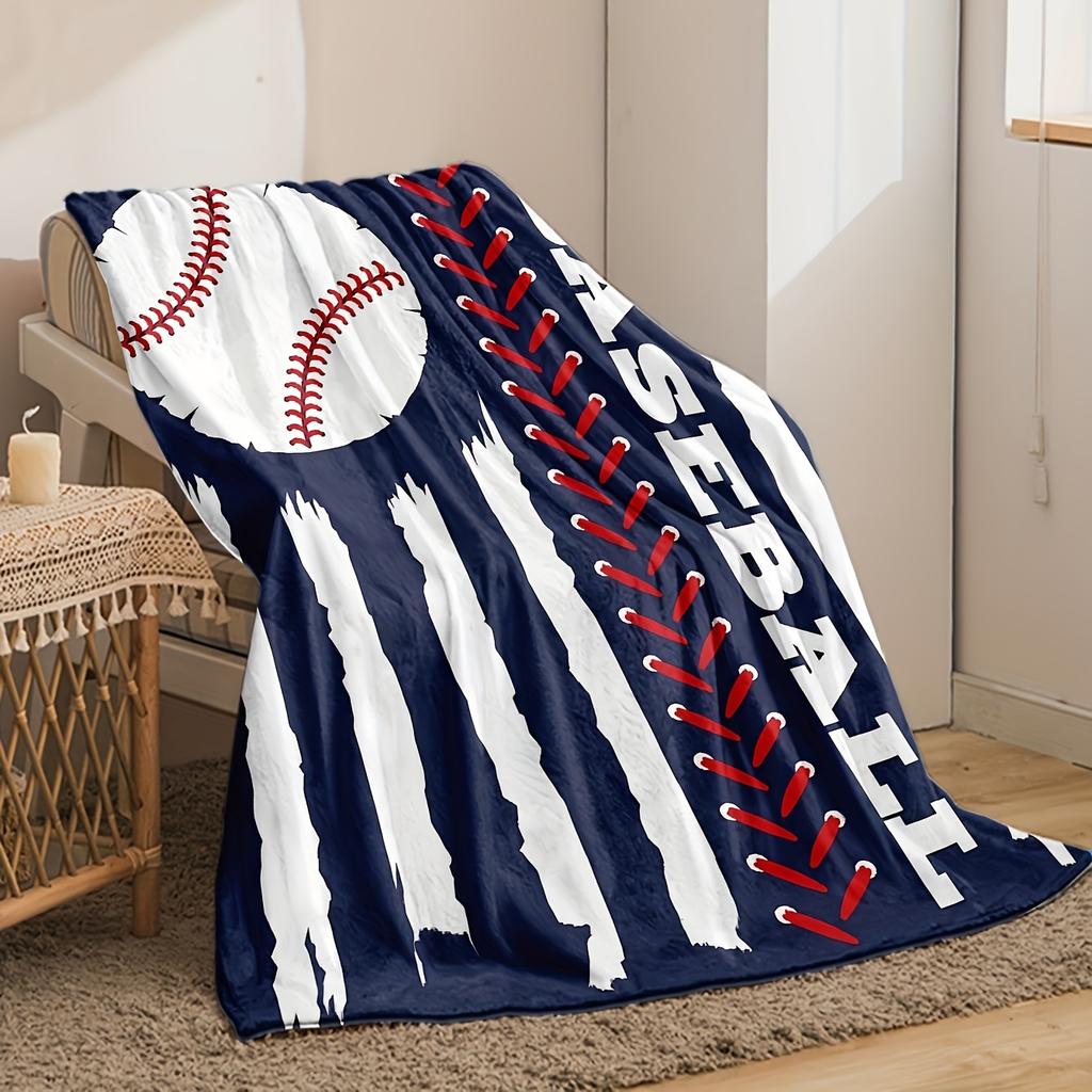 All Star Baseball Flannel Throw Blanket Soft Sport Theme Design All Season Cozy Comfort for Game Day Fan Gift