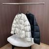 Knitted Splicing Round Neck Bread Jacket Down Jacket Women's Loose New Small Warm Fashion Jacket