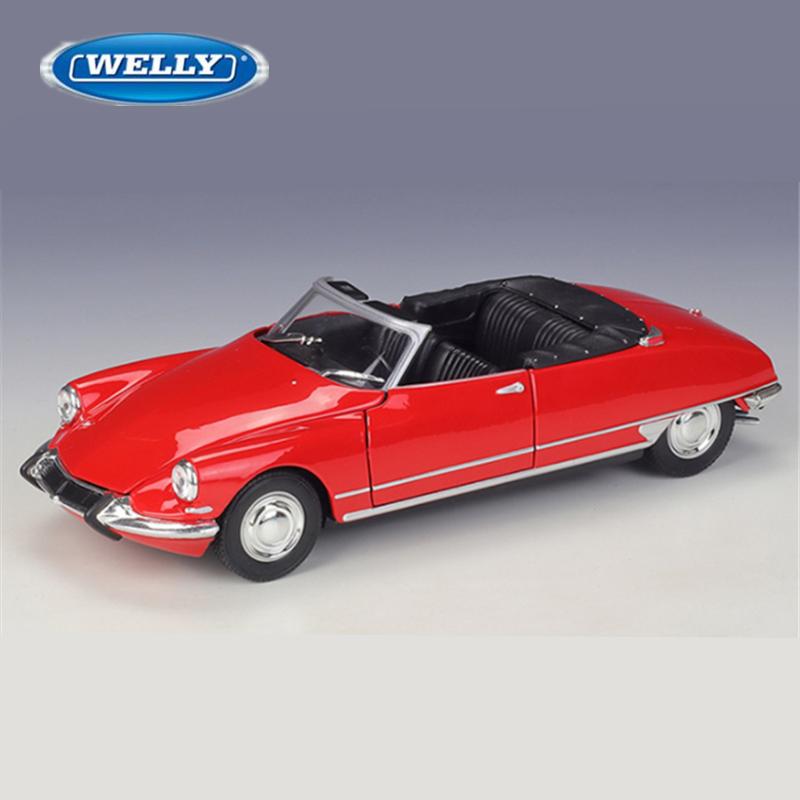 Welly 1/24 Citroen DS19 Cabriolet Alloy Luxy Car Model Diecast Metal Classic Retro Car Sports Vehicle Model Simulation Kids Gift