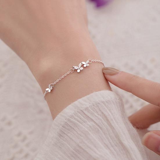 Women Butterfly Bracelet Adjustable Slim Link Chain Bracelet Girls Dainty Rhinestone Butterfly Bracelet Jewelry Gift for Her Friends