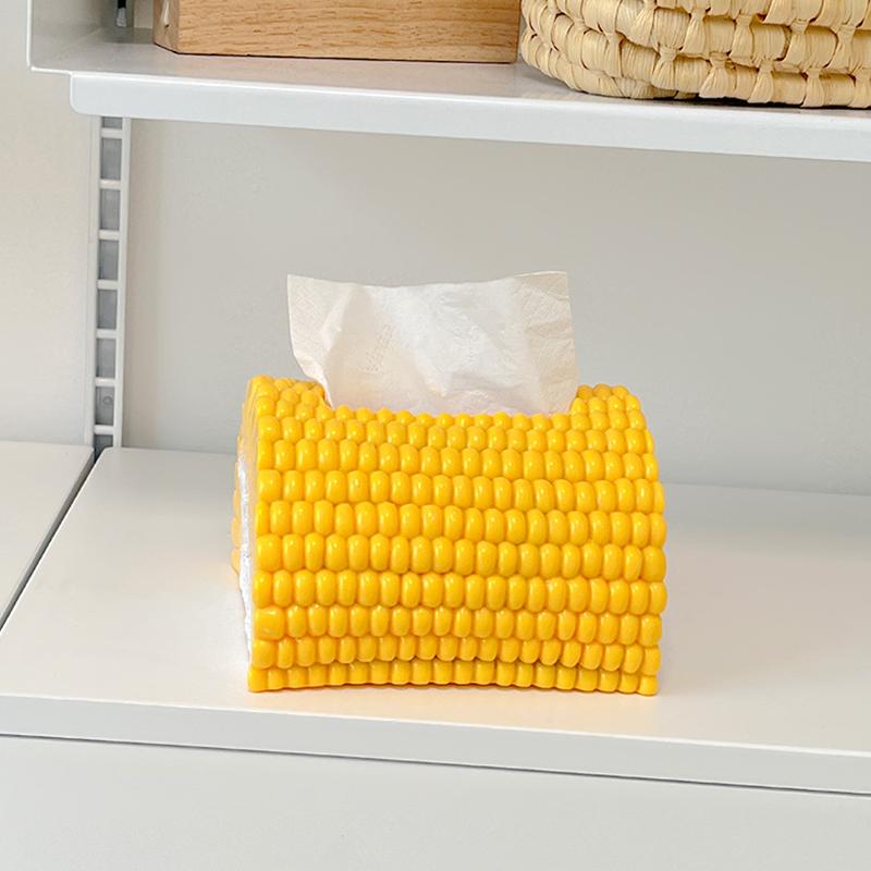 Cutie de șervețele în formă de porumb, recipient decorativ pentru prosoape de hârtie, cutie elegantă de depozitare a șervețelelor, reîncărcabilă, dozator de șervețele, rack
