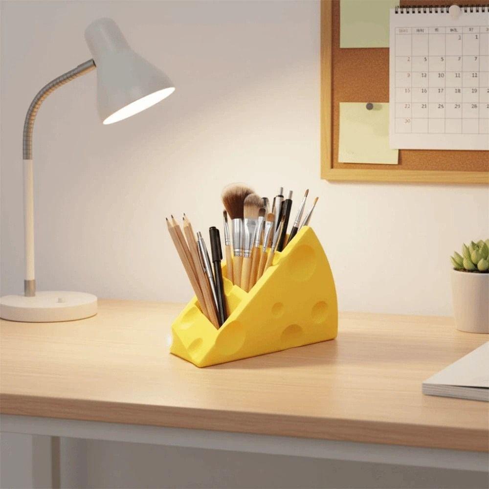 Cute Desktop Storage Rack 3 Grids Makeup Brush Bucket Stationery Organizer  Household