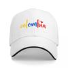 Flag Inspired Baseball Cap with Colorful Embroidered Logo Black Adjustable Hat for Men and Women