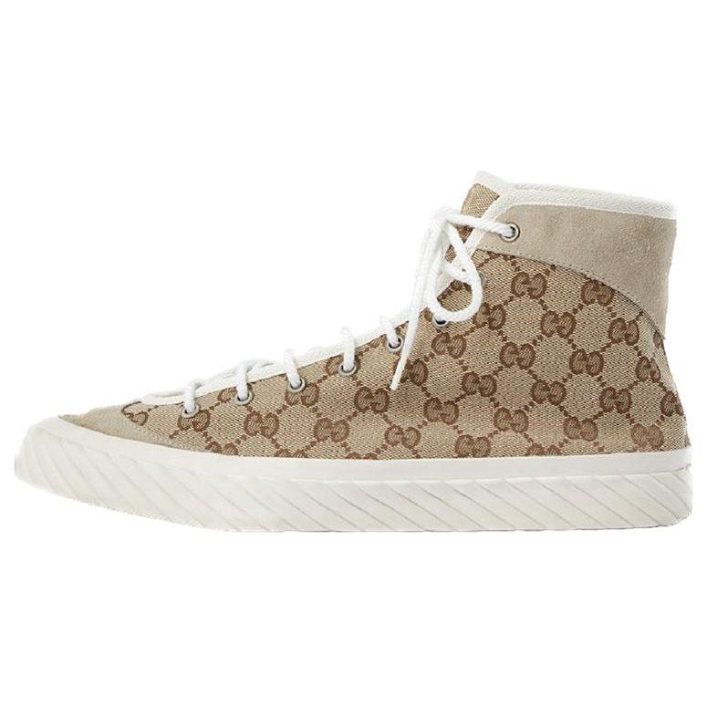 Gucci Stylish Skateboarding Shoes Men's Beige Brown Distressed 738995 FABQA 9796