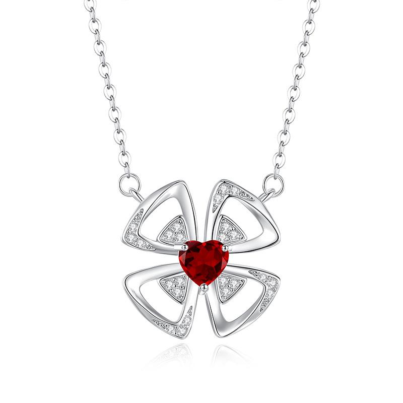 925 Sterling Silber Windmühlen Kleeblatt Halskette, Natürlicher Amethyst Kristall Anhänger, Süßer Trendiger Schmuck Geschenk für Damen Mädchen
