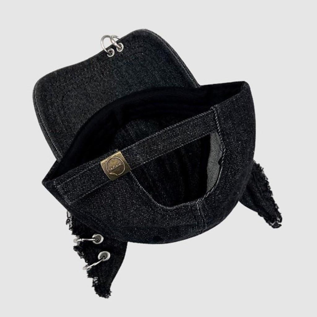 Ragged Denim Baseball Cap, Y2K Rabbit Ears Hat, Unisex, Street Trend, Adjustable Cap, Men‘s Hip-Hop Caps