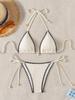Sexy Weiße Kontrast-Bikini-Sets Damen Muschel-Verzierung Push-Up Seitenbänder-Tanga Badeanzug Sommer-Badeanzug Micro-Badebekleidung