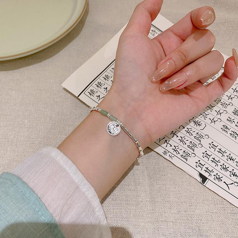 Stylish Bamboo Beaded Bracelets for Women with Celebrity Blessing Pendant
