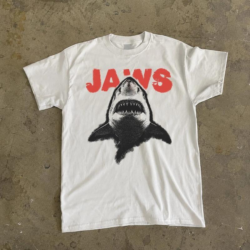 Jaws Movie Themed Tshirt Retro Shark Pattern Tshirt For Unisex Summer New Casual And Fashionable Unisex