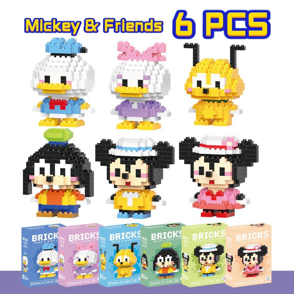 Anime Princess Building Blocks Stitch Mickey Mouse Mini Action Toy Figures Blocks Toys Bricks Assemble Toys Kids Gifts