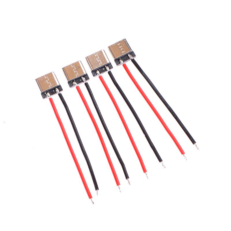 10Pcs Micro Usb Type-C 2Pin Horizontal 2P Simple Soldered Male Plug-In Board Quick Charging Connector