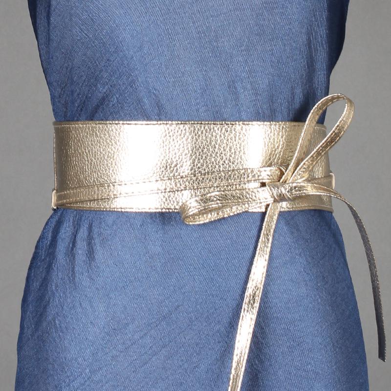 Ying Fina Women's High-Quality Korean PU Leather Paint Knotted Waist Belt