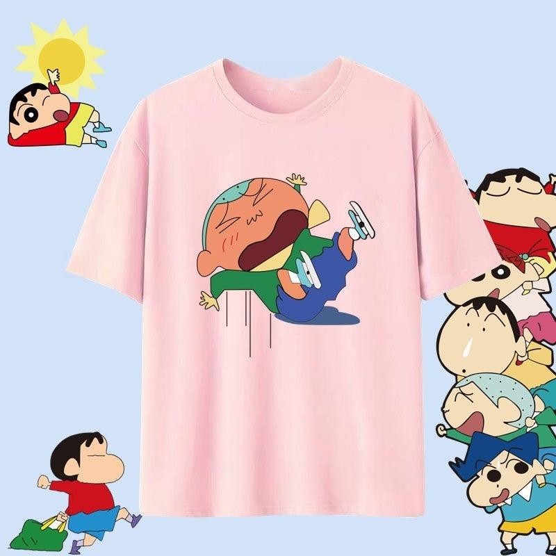 Crayon Shin Chan Shinnosuke Shiro Hug Print T Shirt Women Oversized Cute Cartoon Short Sleeve Casual Tee Top