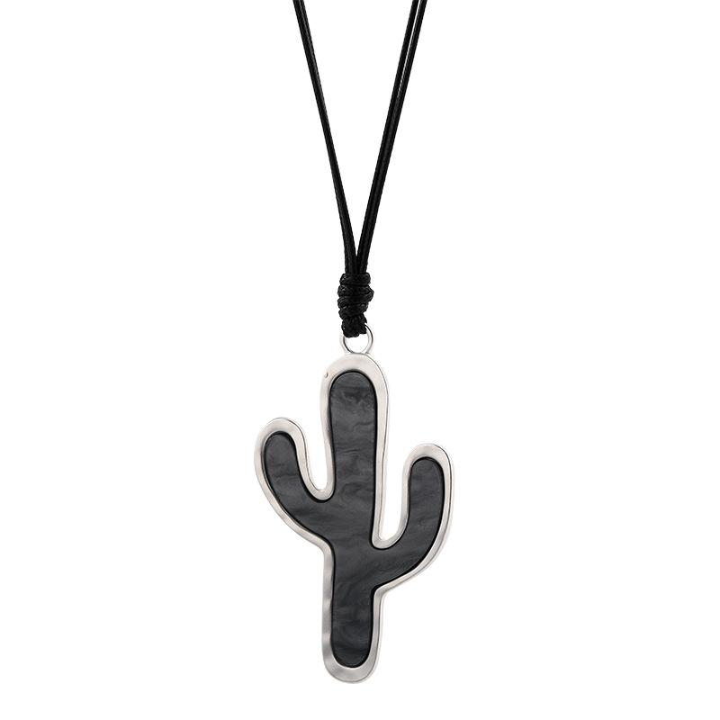 Women'S Fashion Versatile Long Necklace Cactus Metal Premium Sweater Chain