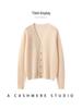 Women's 100% Pure Cashmere V-Neck Cardigan: Ribbed, Loose Knit Sweater Jacket, Slimming Base Layer Outerwear