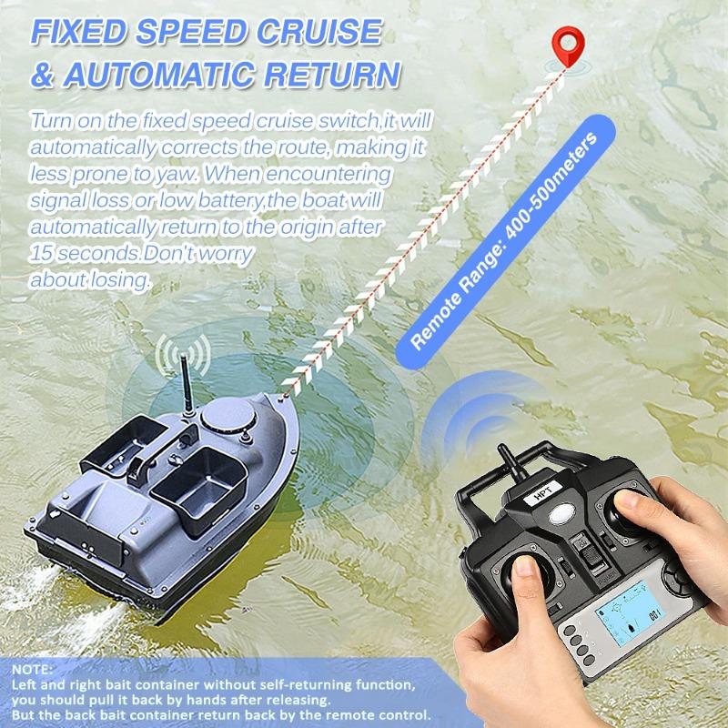 12000mAh GPS Fishing Bait Boat - 3 Bait Containers, 500m Smart RC, Automatic Return Wireless Fishing Feeder