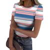 Damen Slim Fit T-Shirt Mode Lässig Rundhals Pullover Kurzarm Top