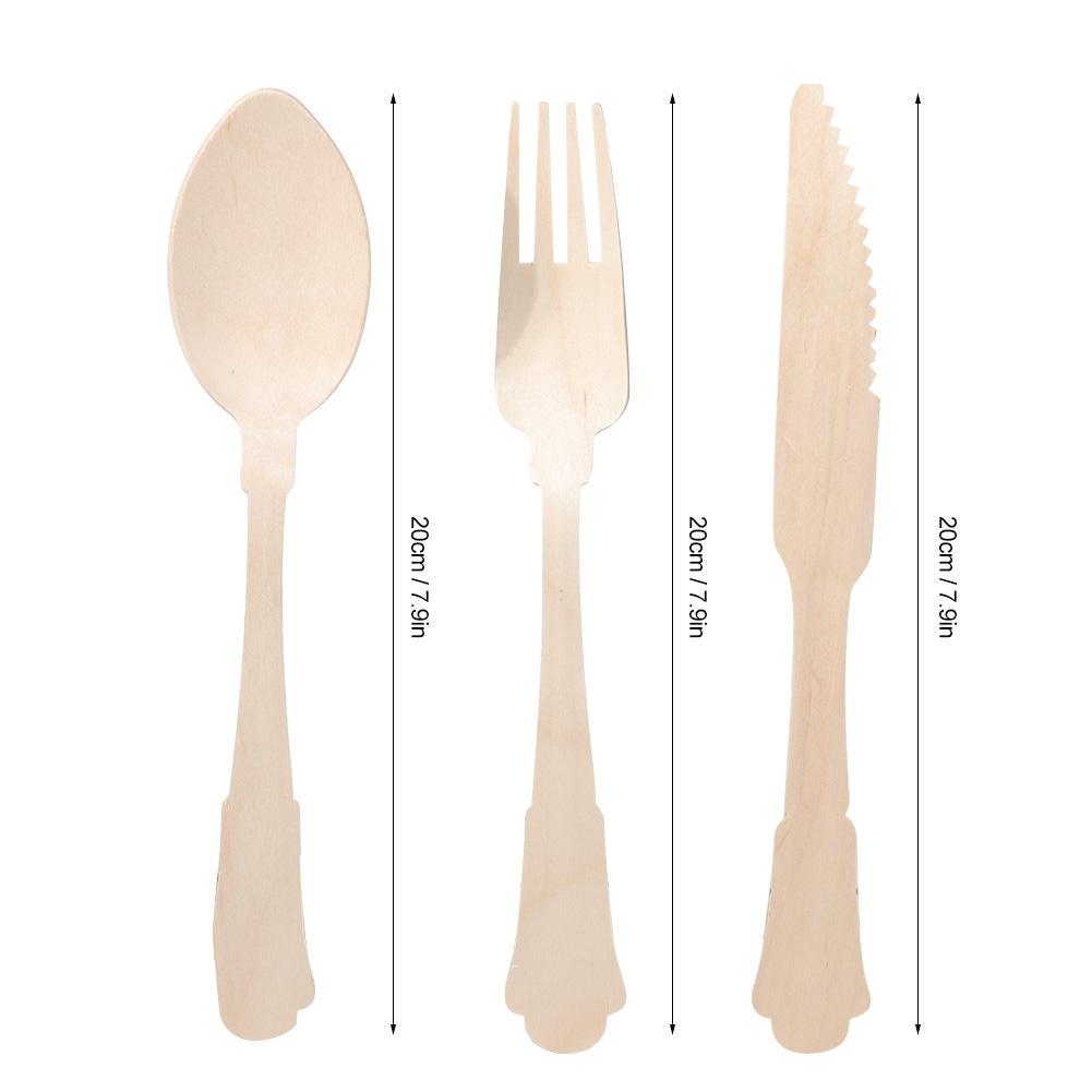 Buy Wooden Disposable Knives Forks Spoons Cutlery Set Birthday Party
