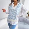 Women V-neck College  Love Knitted Vest Sweater Vest