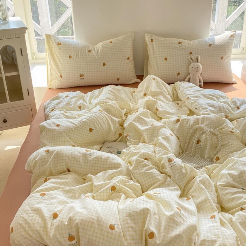 Bedding Four-piece Set Printed Skin-friendly Water Wash Sheets Quilt Cover Pillowcase Set