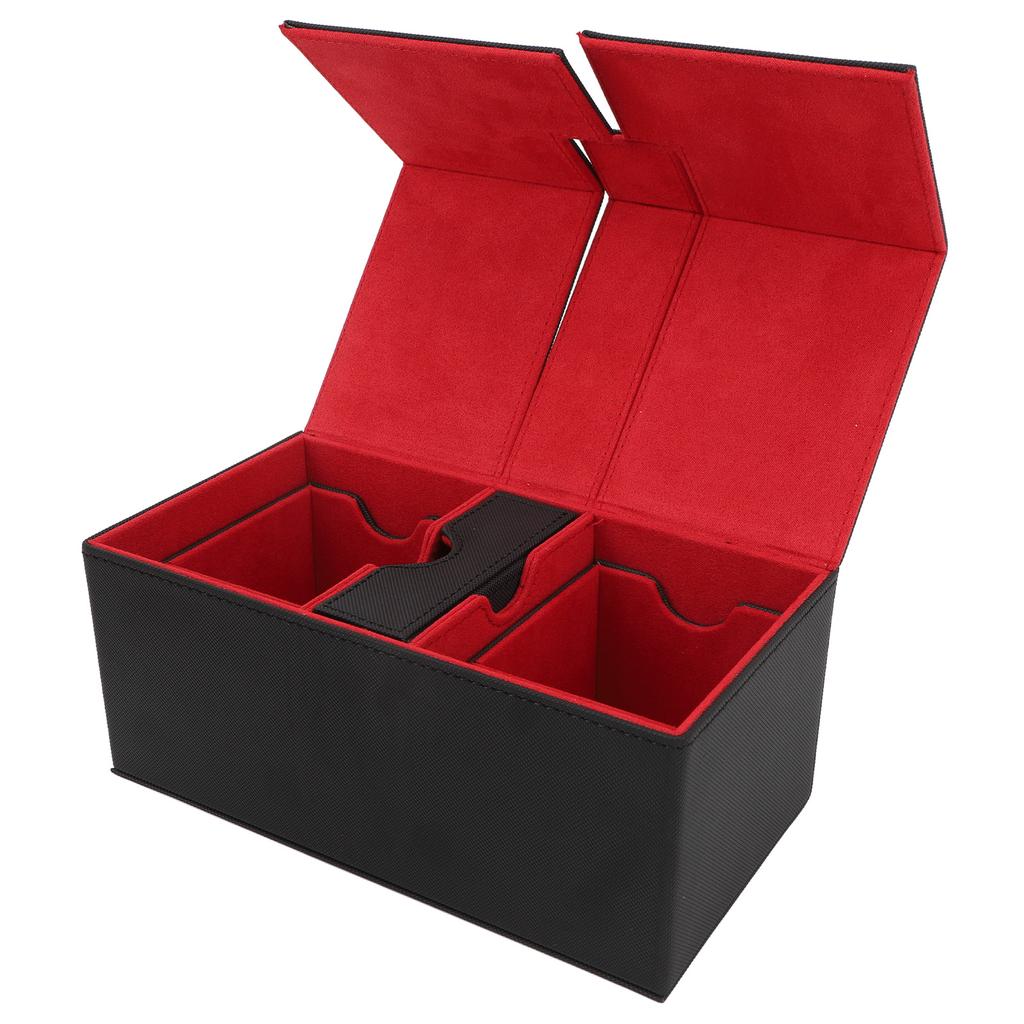 Caixa de Baralho com 3 Gavetas Grande Capacidade Fecho Magnético Couro PU Caixa de Armazenamento para Cartas de Jogo para Guardar Mais de 200 Cartas
