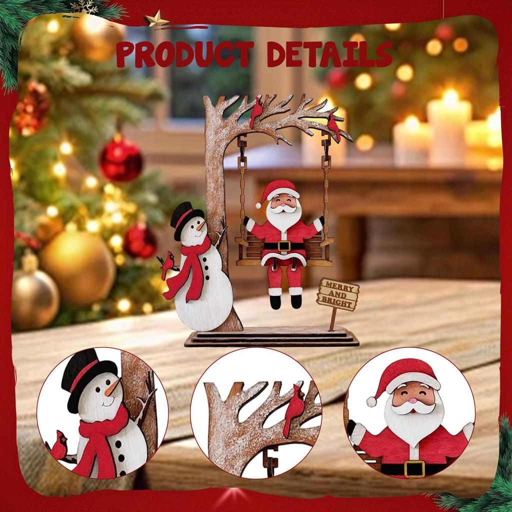 Wood Christmas Table Decoration Tabletop Ornament Decorative Kids Festival Decor Wooden Santa