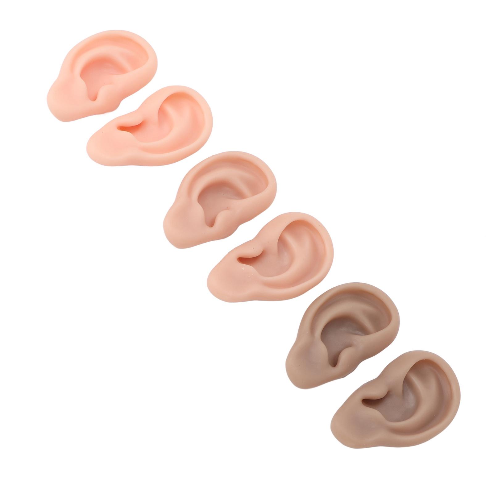 

3 Pairs Silicone Ear Model Soft Flexible Ears 3 Colors Artificial Reusable for Practice