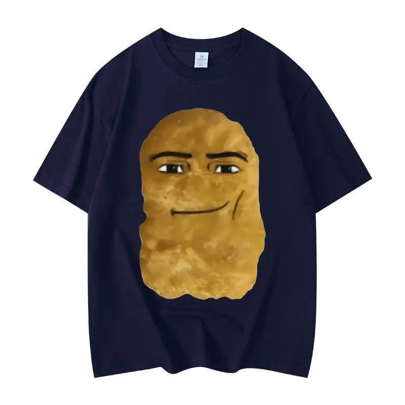 Men's funny potato emoji pattern printed 00% pure cotton short-sleeved T-shirt, high-quality and fashionable clothing