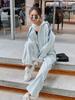 Hoodie and Tracksuit Sweatshirt with Sports Casual Loose Korean Plus NTZ05 D.IIZOO Women's Spring/Autumn 2-Piece Set, Zip-Up Pants, Loungewear, Fit,