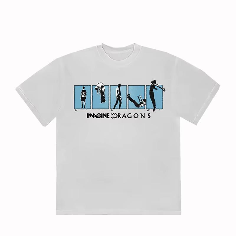 Sommer und Herbst Klassisches Dreamdragon Band bedrucktes T-Shirt locker und lässig kurzärmeliges Herren- und Damen-Sportoberteil