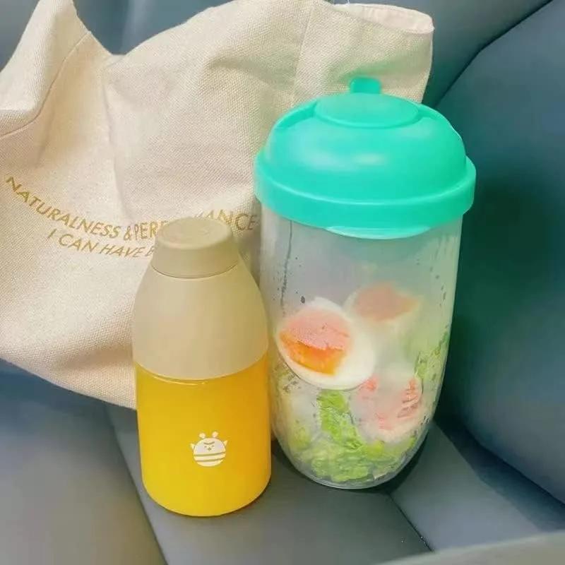 8Pcs Fresh Salad Cup Fruit Vegetable Salad Cup Salad Meal Shaker Cup Container Fork Salad Holder Large Capacity Food Box