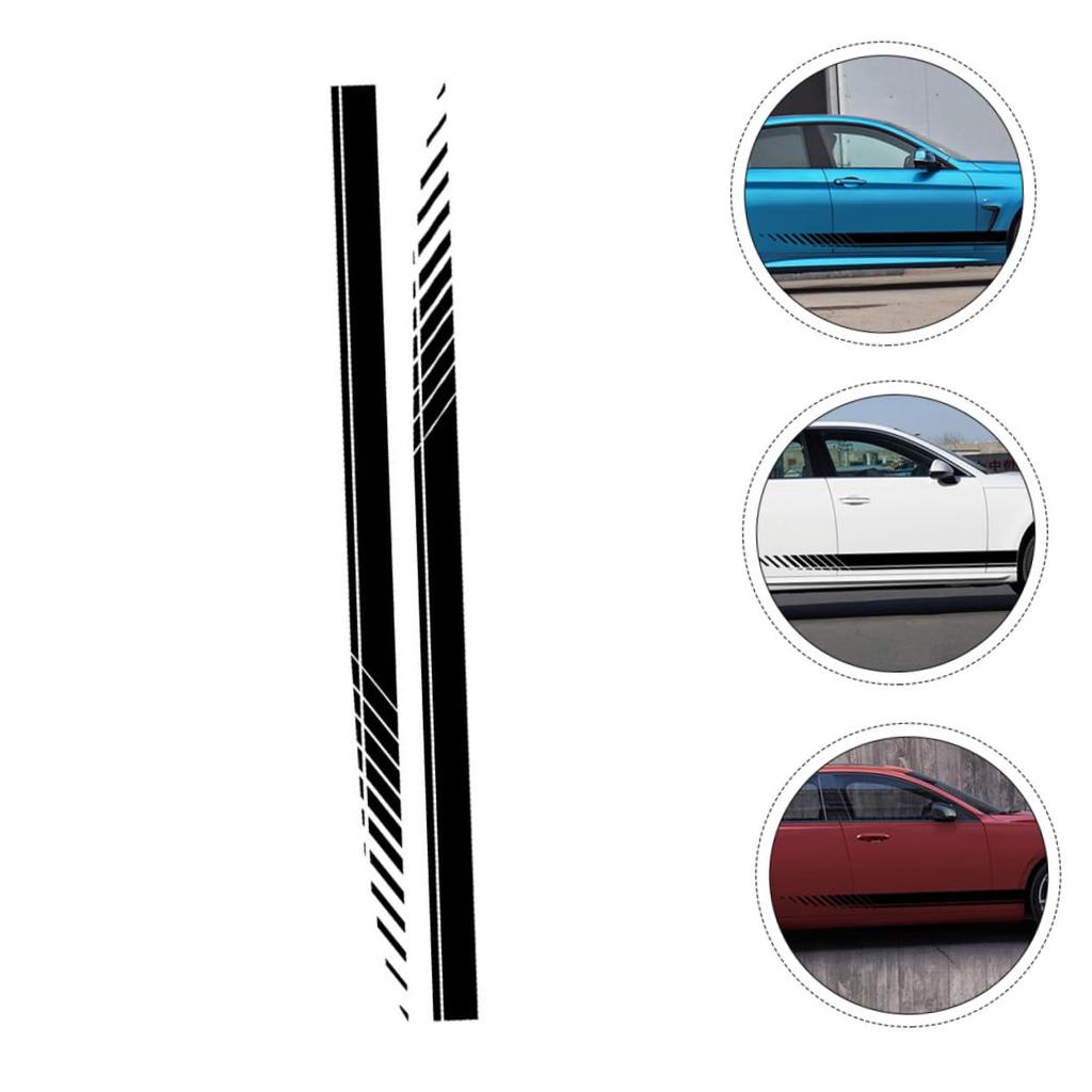 POPETPOP Car Side Sticker, Hood Van Decoration, Universal Sport Racing Stripe, Vehicle Wrap, PVC Black