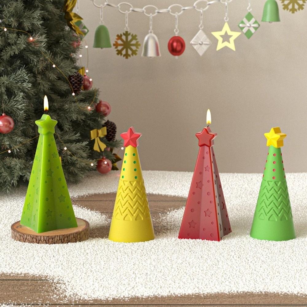 New Silicone Christmas Cone Candle Mold Epoxy Resin Crystal Soap Ornament Mold DIY Craft Handmade Candle Making Kit Xmas Decor