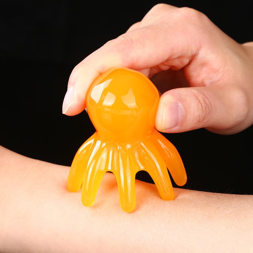 Pink Octopus Portable Scalp Massager Comb with Wide-Tooth Gua Sha Design