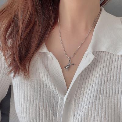 Hip Hop Vintage Kaninchen Halskette Damen Schmuck Nische Tier Anhänger Runde Perlenkette Zubehör