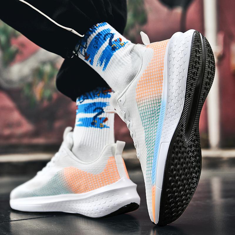 Мужские удобные ультрамягкие и дышащие кроссовки на шнуровке 45 белый/фиолетовый — фото 11